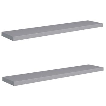 Estantes Flotantes De Pared 2 Uds Mdf Gris 120x23,5x3,8 Cm