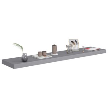 Estante Flotante De Pared Mdf Gris 120x23,5x3,8 Cm