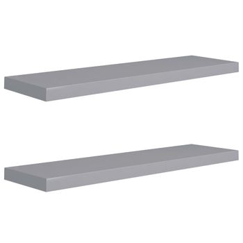 Estantes Flotantes De Pared 2 Uds Mdf Gris 90x23,5x3,8 Cm