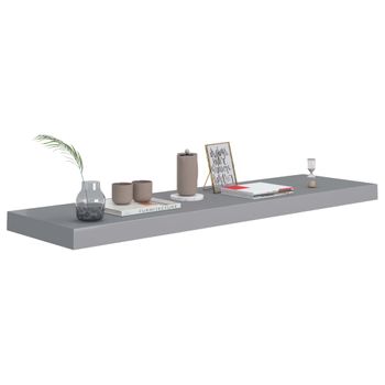 Estante Flotante De Pared Mdf Gris 90x23,5x3,8 Cm