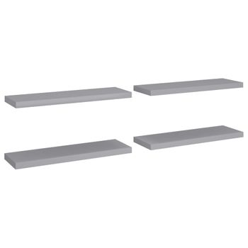 Estantes Flotantes De Pared 4 Uds Mdf Gris 80x23,5x3,8 Cm