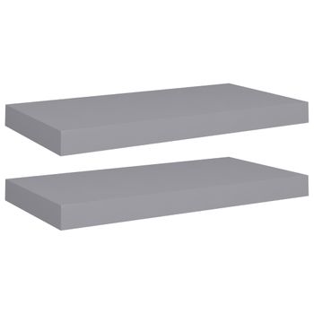 Estantes Flotantes De Pared 2 Uds Mdf Gris 50x23x3,8 Cm