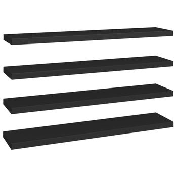 Estantes Flotantes De Pared 4 Uds Mdf Negro 120x23,5x3,8cm