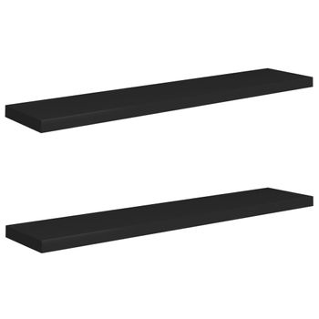 Estantes Flotantes De Pared 2 Uds Mdf Negro 120x23,5x3,8 Cm