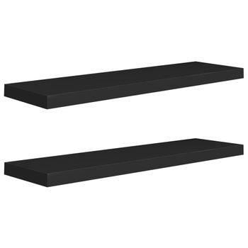 Estantes Flotantes De Pared 2 Uds Mdf Negro 90x23,5x3,8 Cm