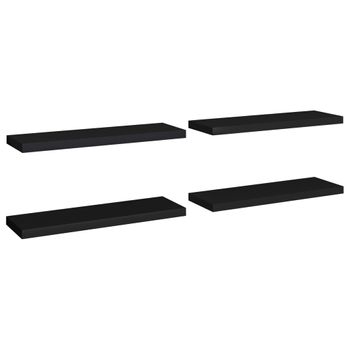 Estantes Flotantes De Pared 4 Uds Mdf Negro 80x23,5x3,8 Cm