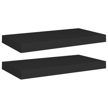 Estantes Flotantes De Pared 2 Uds Mdf Negro 50x23x3,8 Cm