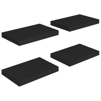 Estantes Flotantes De Pared 4 Uds Mdf Negro 40x23x3,8 Cm