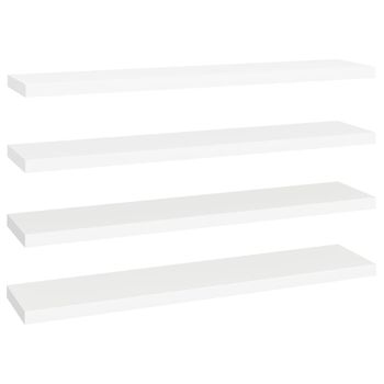 Estante Flotante De Pared 4 Uds Mdf Blanco 120x23,5x3,8 Cm