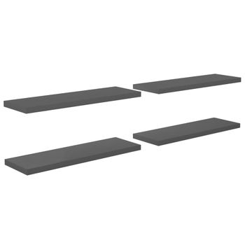 Estante Flotante De Pared 4 Uds Mdf Gris Brillo 120x23,5x3,8 Cm