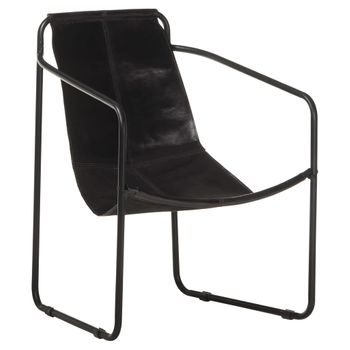 Silla De Relax De Cuero Auténtico Negro