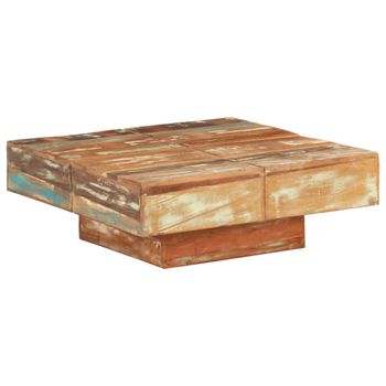 Mesa De Centro De Madera Maciza Reciclada 80x80x28 Cm Marrón