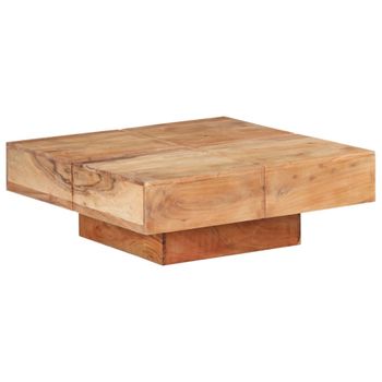 Mesa De Centro De Madera Maciza De Acacia 80x80x28 Cm Marrón