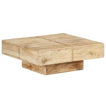 Mesa De Centro De Madera Maciza De Mango 80x80x28 Cm Marrón