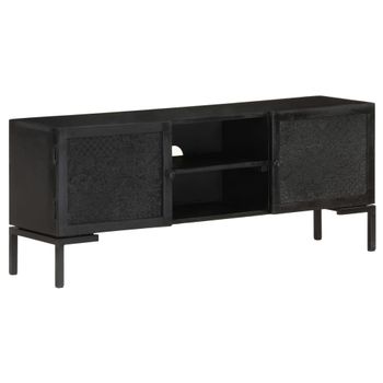 Mueble Para Tv De Madera Maciza De Mango Negro 115x30x46 Cm