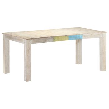 Mesa De Comedor De Madera Maciza De Mango Blanco 180x90x76 Cm