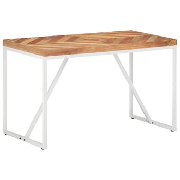 Mesa De Comedor Madera Maciza De Acacia Y Mango 120x60x76 Cm Marrón