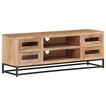 Mueble De Tv De Madera Maciza De Acacia 110x30x40 Cm Marrón