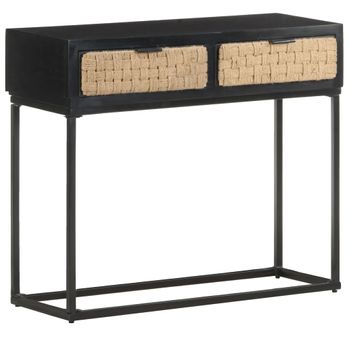 Mesa Consola De Madera Maciza De Mango 90x35x76 Cm Negro