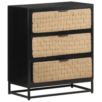 Aparador De Madera Maciza De Mango 60x35x70 Cm Negro