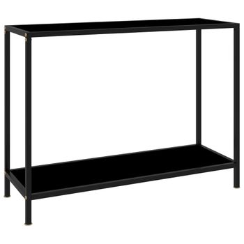 Mesa De Consola Negro Vidrio Templado 100x35x75 Cm