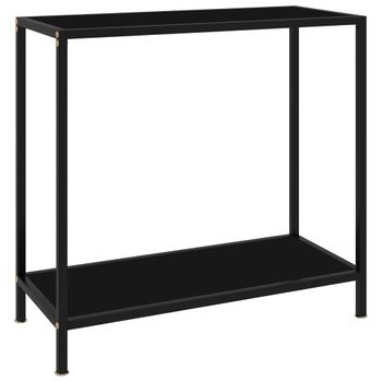 Mesa De Consola Negro Vidrio Templado 80x35x75 Cm