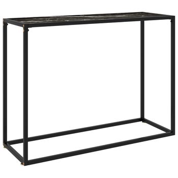 Mesa Consola Vidrio Templado Negro 100x35x75 Cm