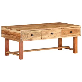 Mesa De Centro Madera Maciza De Acacia 100x50x40 Cm Marrón