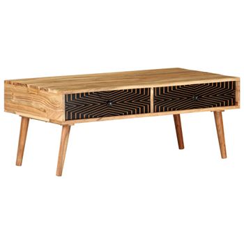 Mesa De Centro Madera Maciza De Acacia 100x50x39 Cm Marrón