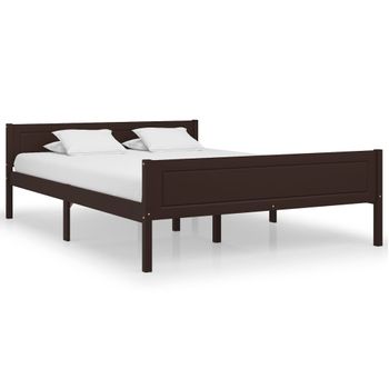 Estructura De Cama Madera Maciza Pino Marrón Oscuro 160x200 Cm