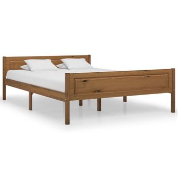 Estructura De Cama Madera Maciza Pino Marrón Miel 160x200 Cm