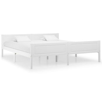 Estructura De Cama De Madera Maciza De Pino Blanco 180x200 Cm