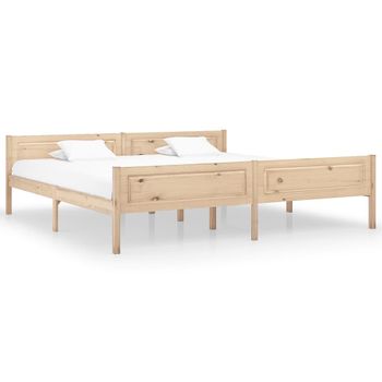 Estructura De Cama De Madera Maciza De Pino 200x200 Cm Marrón