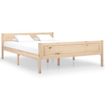 Estructura De Cama De Madera De Pino Maciza 140x200 Cm Marrón