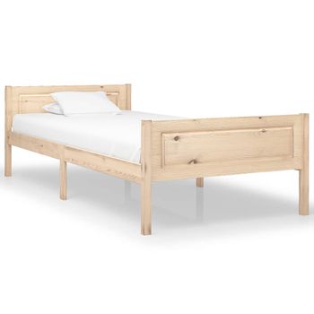 Estructura De Cama De Madera Maciza De Pino 100x200 Cm Marrón