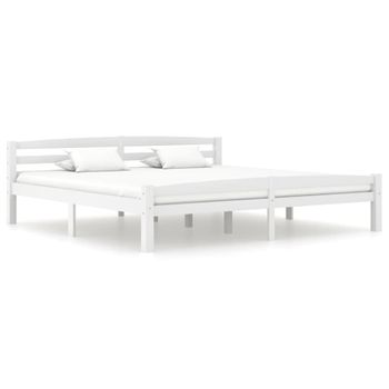 Estructura De Cama De Madera Maciza De Pino Blanca 180x200 Cm