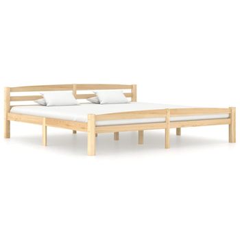 Estructura De Cama De Madera Maciza De Pino 180x200 Cm Marrón