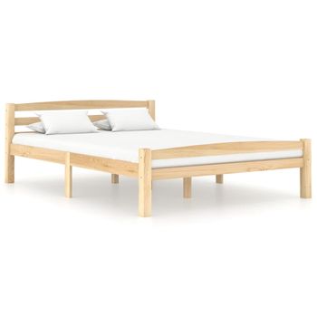 Estructura De Cama De Madera Maciza De Pino 120x200 Cm Marrón