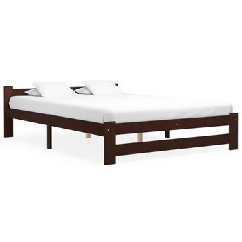 Estructura De Cama Madera Maciza Pino Marrón Oscuro 180x200 Cm