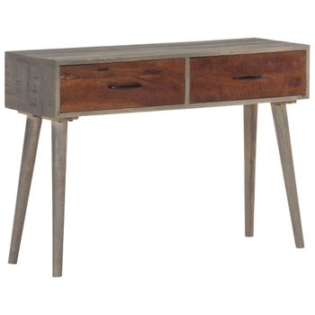 Mesa Consola De Madera Maciza De Mango Gris 110x35x75 Cm