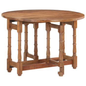 Mesa De Comedor Redonda De Madera Maciza De Mango 110x76 Cm Marrón