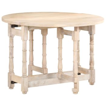 Mesa De Comedor Redonda De Madera Maciza De Mango 110x76 Cm Marrón