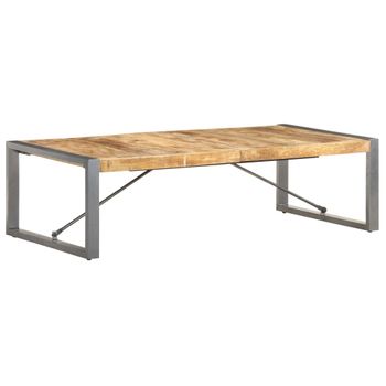 Mesa De Centro Madera De Mango Rugosa 140x70x40 Cm Marrón