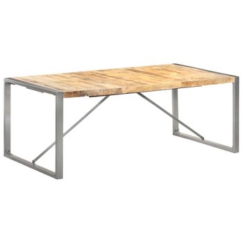 Mesa De Comedor Madera Maciza De Mango Rugosa 200x100x75 Cm Marrón