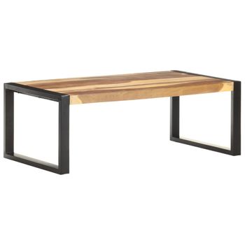 Mesa De Centro Madera Maciza Acabado De Sheesham 110x60x40 Cm Negro