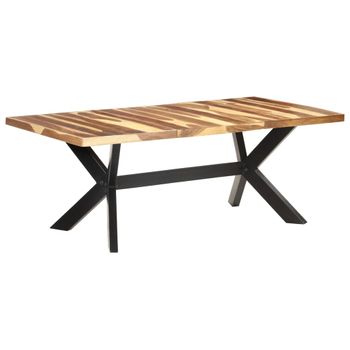 Mesa De Comedor Madera Maciza Con Acabado Miel 200x100x75 Cm Marrón