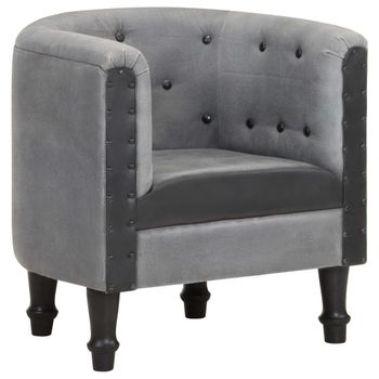 Sillón Cúbico De Cuero Auténtico Y Madera Maciza Mango Negro