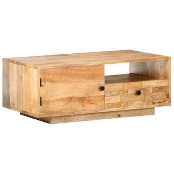 Mesa De Centro De Madera Maciza De Mango 90x50x35 Cm Marrón