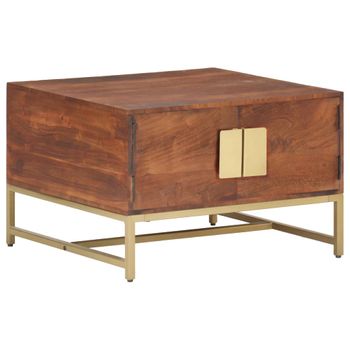 Mesa De Centro Madera Maciza De Acacia Marrón Miel 67x67x45 Cm