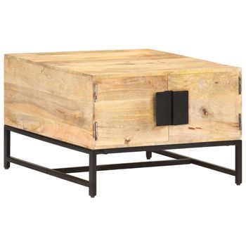 Mesa De Centro Madera Maciza De Mango 67x67x45 Cm Marrón